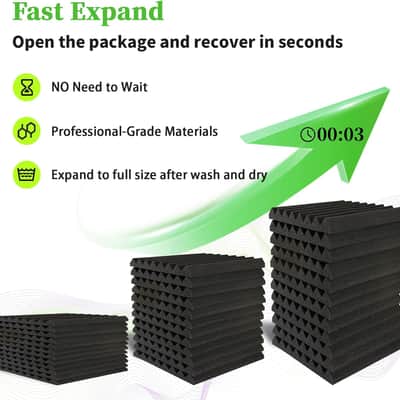 54 Pack Sound Proof Foam Panels for Walls 12x12x1 Inches, Wedges Acoustic Panels Sound Absorbing, Acoustic Foam Panels for Recording Studio, Home, Office image 2