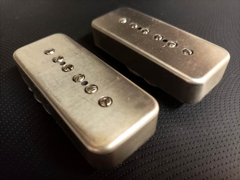 SOAP BAR P90 Pickups SET METAL Non-Plated Nickel Silver Cover Vintage  Gibson Epiphone Custom Shop Q image 1