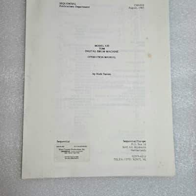 Sequential Circuits TOM Drum Machine - Owner's Manual (official Wine Country Copy) image 2