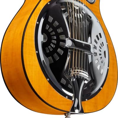 Epiphone Dobro Hound Dog Deluxe Round Neck Resonator Acoustic Guitar, Flame Maple Top, Vintage Brown image 4