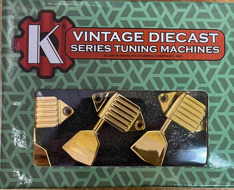 Kluson 3 Per Side Vintage Diecast Series Waffleback Tuning Machines KVDW-3-GM Gold image 1
