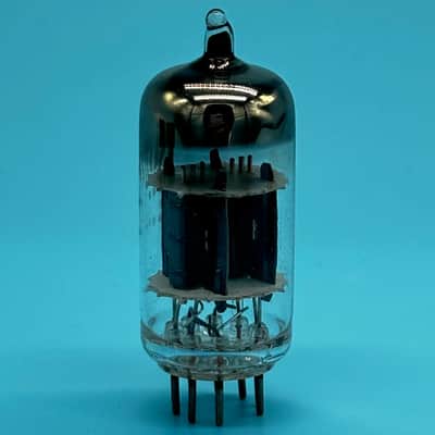 1960s General Electric 12AU7A ECC82 Vintage GE Black Plate Halo Getter Tube!T323 image 3
