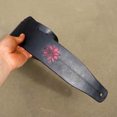 burnyblack custom made guitar strap - dreamy red black/red image 10