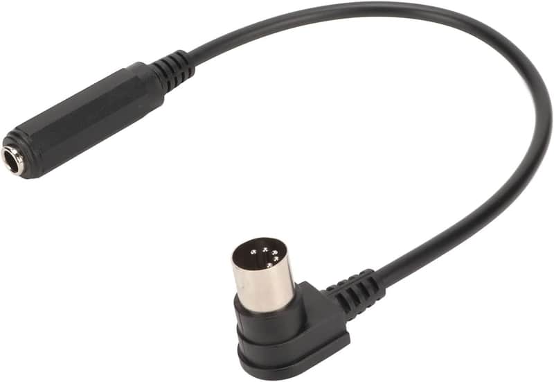MIDI Cable, 6.35mm 1/4 Inch Female to DIN 5 Male Sound Adapter, 90 Degree Right Angle TRS Stereo Audio Cable for Keyboard, Electric Piano, Guitar image 1