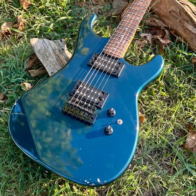 Vintage 1985 Kramer Striker 200ST Guitar with ESP Flicker Tremolo in Midnight Blue image 3
