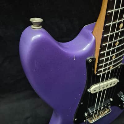 1963 Fender Duo-Sonic with Rosewood Fretboard - Transparent Red under Purple image 10
