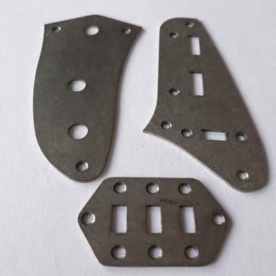 Jaguar guitar control & preset & slide switch plate kit relic antique silver chrome + screws image 2