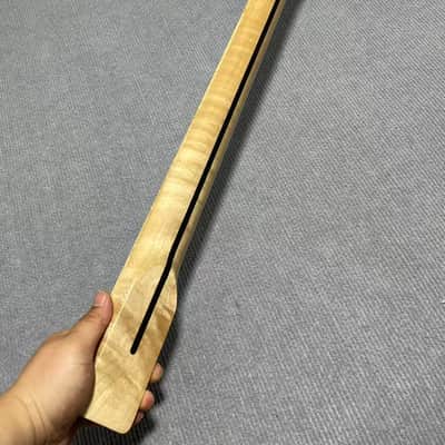 30 inch Short scale bass 22frets flame Maple Electric guitar neck bass neck 30" Short Scale 4-String Bass Neck Maple Fingerboard, 30inch Mustang Style, Dot Inlays, image 4