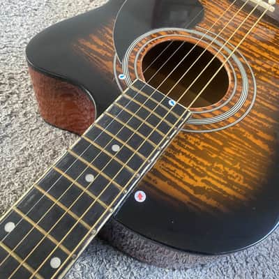 Veneer Tiger Maple Top 40 Inch Acoustic Guitar, Mahogany Neck Rosewood Fretboard image 3