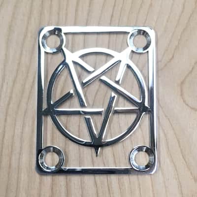 Pentagram Neck Plate For Bolt On Neck Guitar or Bass - Chrome Finish image 1