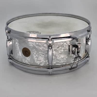Used Vintage Gretsch Dixieland Snare Drum 14x5.5 White Marine Pearl - Good image 1