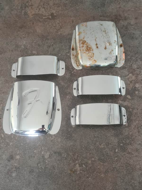 lot of Vintage Fender Jazz bass bridge & pickup covers image 1