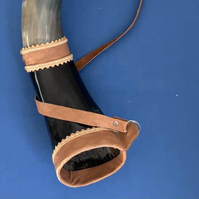 40" Brazilian Berrante Ox Horn Trumpet Handmade in 5 Horns and Leather Streaps image 1