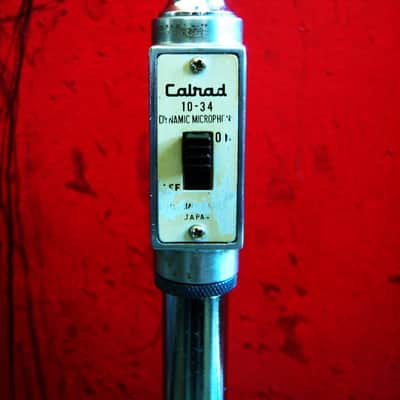 Vintage 1960's Calrad 10-24 dynamic microphone Hi Z w stand and cable Lafayette Olson Shield image 4