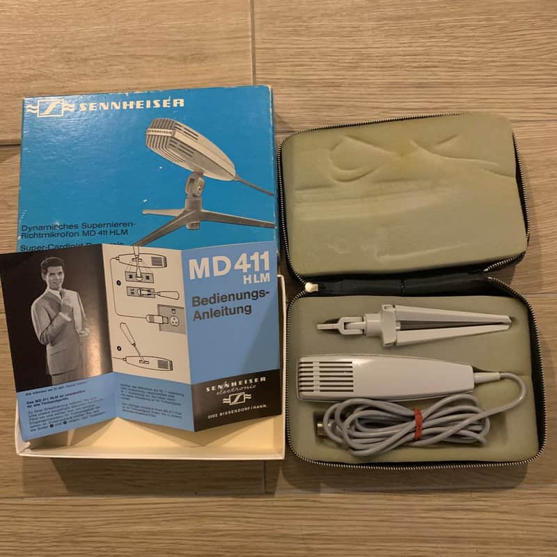 Vintage Sennheiser MD 411 HLM - mint with original box, pouch, stand and papers image 1