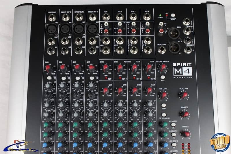 Soundcraft Spirit M4 4-Channel Mixer w/ 3-Band EQ, Box & Manual