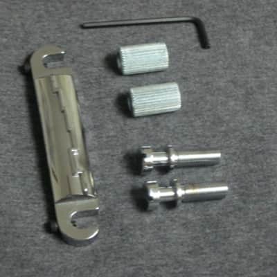 lite use (generally very clean) Gibson (sourced from Ping Works - PW) Lightning Bar Compensated Wraparound Bridge, Chrome [+ studs & anchors & hex key tool] from mid 2010s Gibson LP Jr floor piece (guitar NOT included) Chrome Plated ZINC image 3