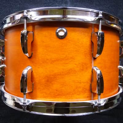 Double A drums 7.5x14" custom snare drum, pearl masters custom extra shell in amber burnish finish w/ video image 4