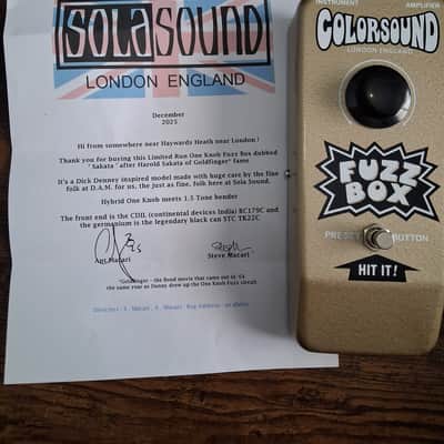 Sola Sound Colorsound "SAKATA" One Knob Fuzz (Tone Bender 1.5) - D*A*M 2025 - Gold image 4