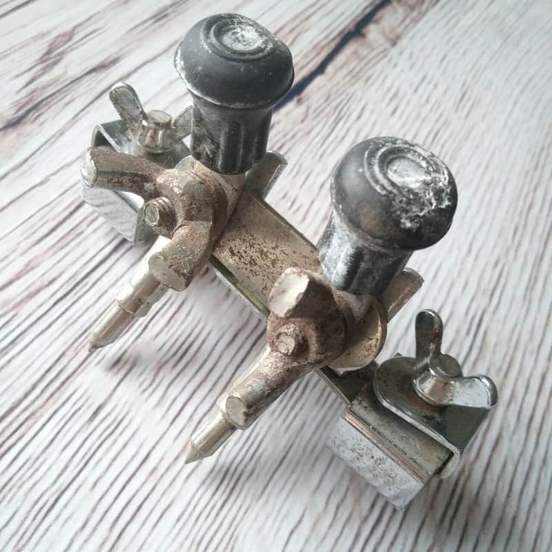 Ludwig Bass Drum Anchor Clamp-On Mount Double-Spurs Spikes Rubber Vintage60s USA image 1