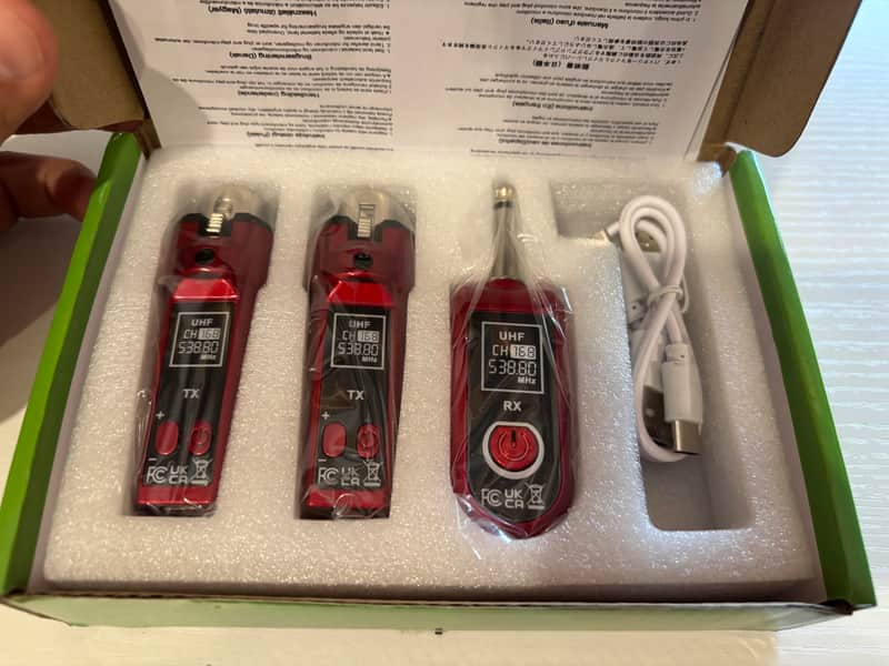 UHF Wireless K-006 Wireless Microphone Set - (2) Transmitters, (1) Receiver - Red - BRAND NEW image 1