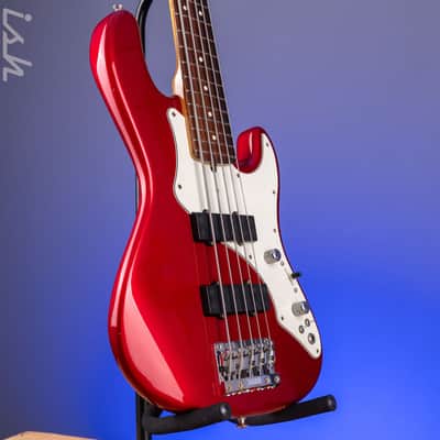 1997 Fender Roscoe Beck V Bass Candy Apple Red image 3