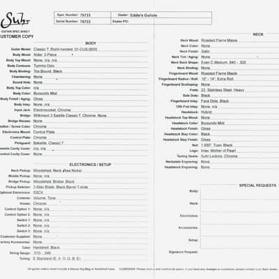 2024 - Suhr Eddie's Guitars Exclusive Roasted Classic T - Burgundy Mist image 17