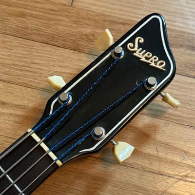 Supro Pocket Bass with Original Case Extra Short Scale Thick Neck 1961 - Black image 6