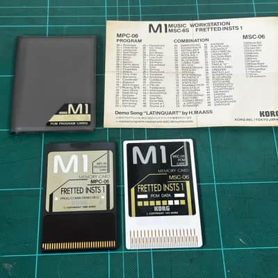 KORG M1 PCM PROGRAM CARDS FRETTED INSTS 1 MSC-6S MSC-06/MPC-06 w/case,paper