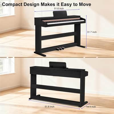 88 Key Semi-Weighted Keyboard Piano - Full Size Upright Piano Keyboard for Beginners - Electric Piano with Triple Pedal Supports USB-MIDI (Black) image 2