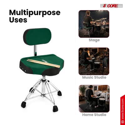 5 Core Drum Throne w Backrest 4" Padded Stool Airlift Adjustable Drummer Chair image 9