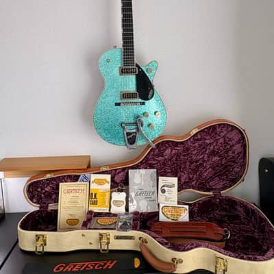 Masterbuilt Gretsch USA Custom Shop GONZALO MADRIGAL  G6129 CS 1957 Jet Turquoise Sparkle Heavy Relic image 21