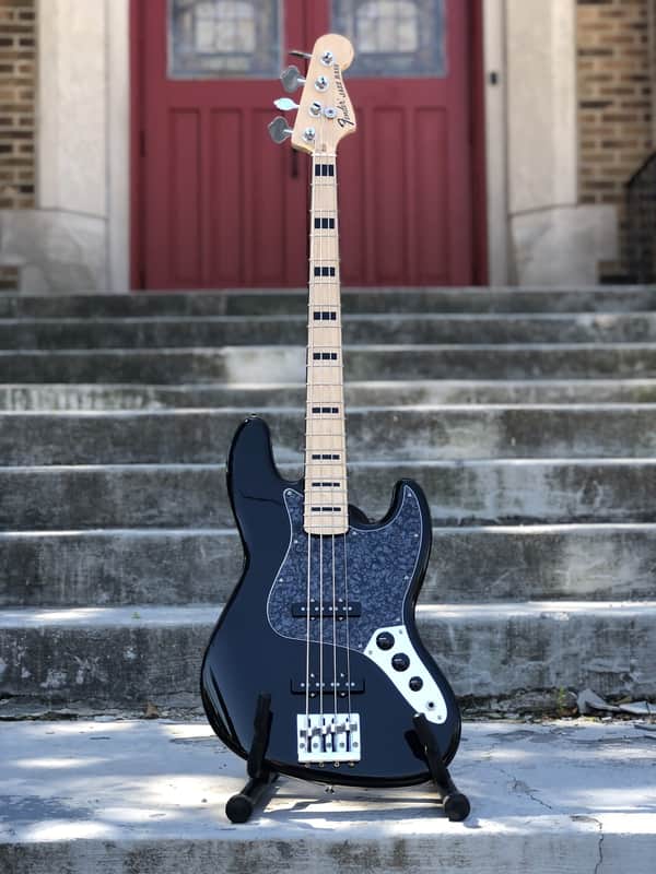 2025 Fender MIM Geddy Lee Jazz Bass Gloss Black image 1