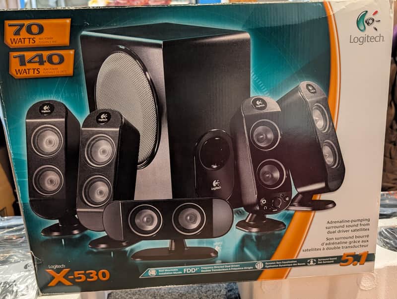 Logitech X-530 5.1 Channel Home Theater Audio Speaker System Like-New Open-box never used image 1