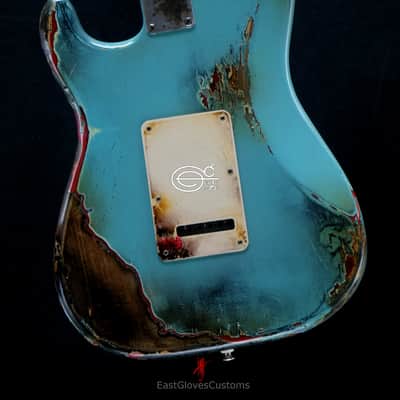 Fender Stratocaster 60th  Anniversary Daphne Blue Heavy Aged Relic by East Gloves Customs image 4
