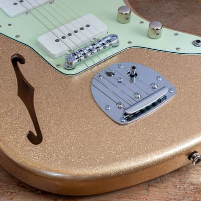 Fender USA Strat neck on a Custom Jazzmaster Thinline offset body Champagne Sparkle Fender USA pickups 4-way wiring Gotoh bridge - unique! image 15