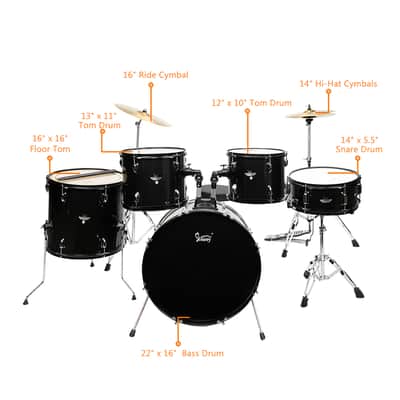 🎸5 Piece Full Size Acoustic Drum Kit with Snare, Cymbal, and Throne🎸 image 5