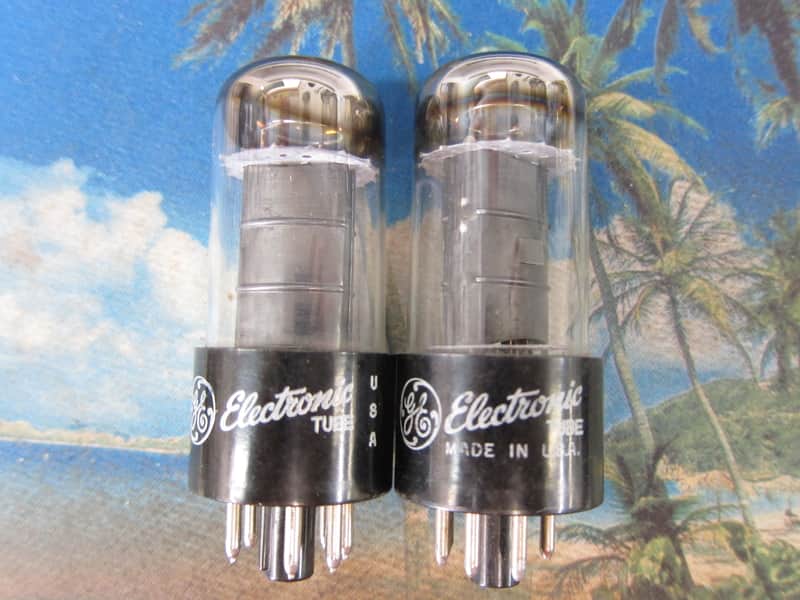 Pr Vintage GE 6V6GT Power Tubes,Long Black Plates, Test Strong/Balanced, 1960s, USA, , Ex Sound 1960 Smoked glass image 1