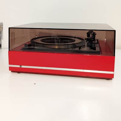 Dual 1209 Idler Drive Turntable - Serviced & Lubricated - Custom Red Plinth - w/ Shure M71 & Dual TVV46 Preamp image 2