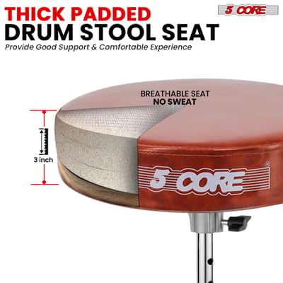 5 Core Drum Throne 3" Padded Drum Seat Height Adjustable Drumming Chair for Practice and Performance image 2