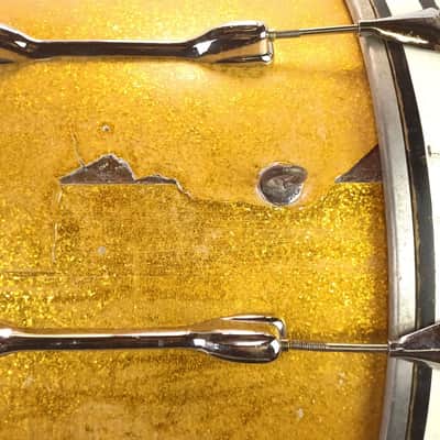 Slingerland 14x22"Gold Sparkle Bass Drum Vintage70s 5ply Maple Marching/Parade image 6