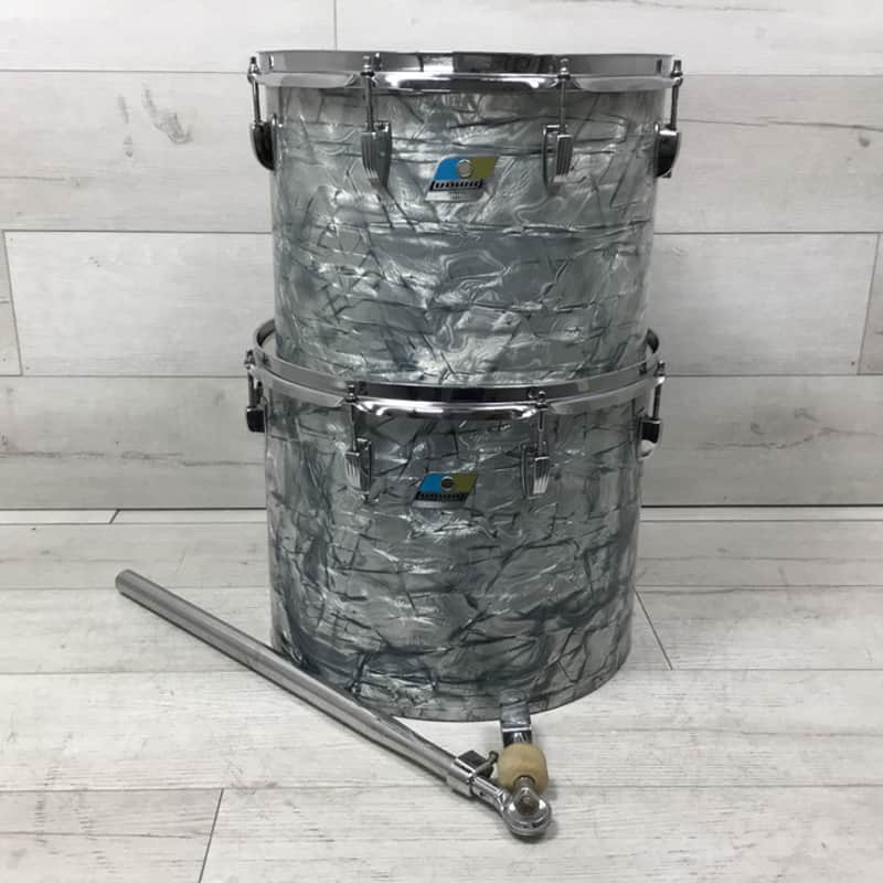 Ludwig No. 464 Classic 10x14" and 12x15" Concert Toms Pointed Blue/Olive Badge - Sky Blue Pearl image 1