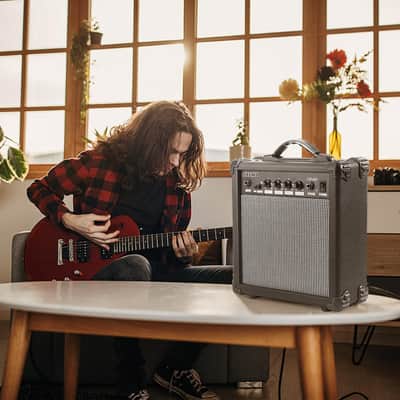 Electric Guitar Amp 20 Watt Amplifier Portable Amp with Headphone Input Gain Powe Including Professional Noise Reduction Cable (Black) image 6