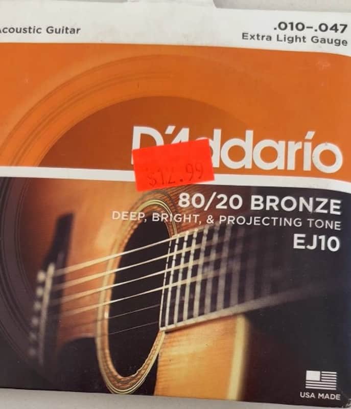 D'Addario EJ10 80/20 Bronze 10-47 Acoustic Guitar Strings image 1