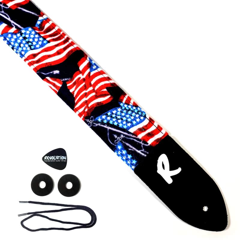 Guitar Collage Guitar Strap- Black White Guitars Composition Strap - Guitars Line Drawings - Works for Electric, Bass, or Acoustic Guitars image 1