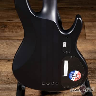 ESP LTD D-4 LH Poplar Burl Left-Handed Bass Guitar – Black Natural Burst Satin image 8
