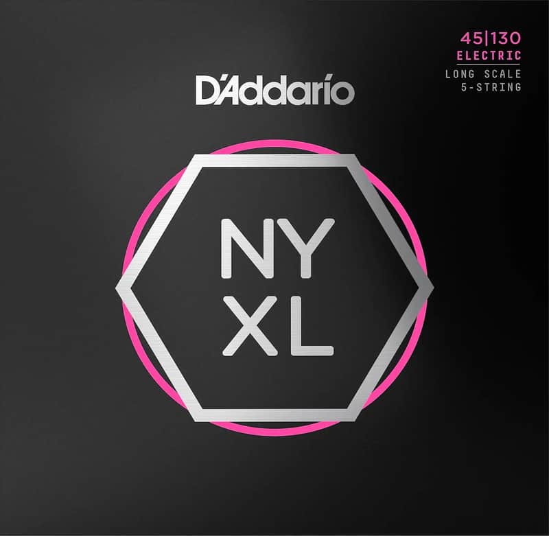 D'Addario NYXL45130 NYXL Regular Light Nickel 5-String Bass Strings, 45-130 Long Scale image 1
