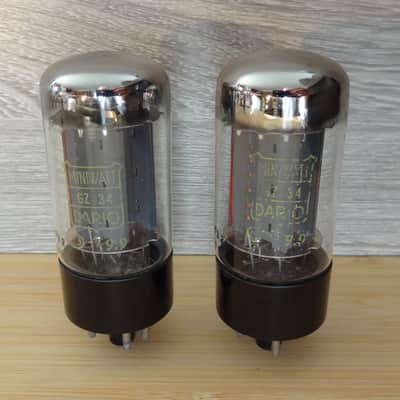 Very rare 1969 "A" NOS MULLARD Blackburn GZ34 5AR4 f32 Matched pair SAME CODE ! PERFECT balance, super strong image 2