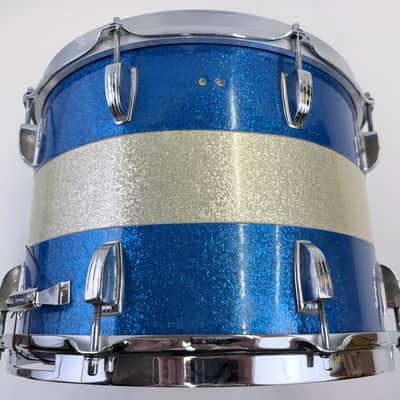 Ludwig 1960s 10x14" Snare Drum, 8-Lug Keystone Badge 1960s - Blue / Silver Sparkle image 4