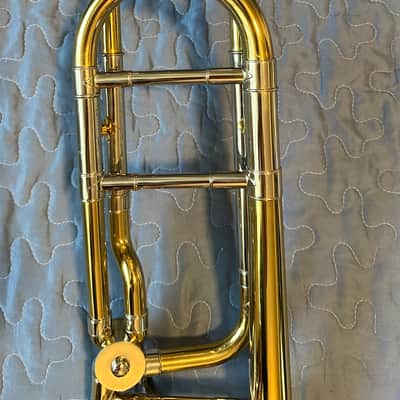 Bach 42 Stradivarius Series Tenor Trombone with Traditional Wrap F Attachment, Standard Rotor Valve 2010s - Clear Lacquered Brass image 5